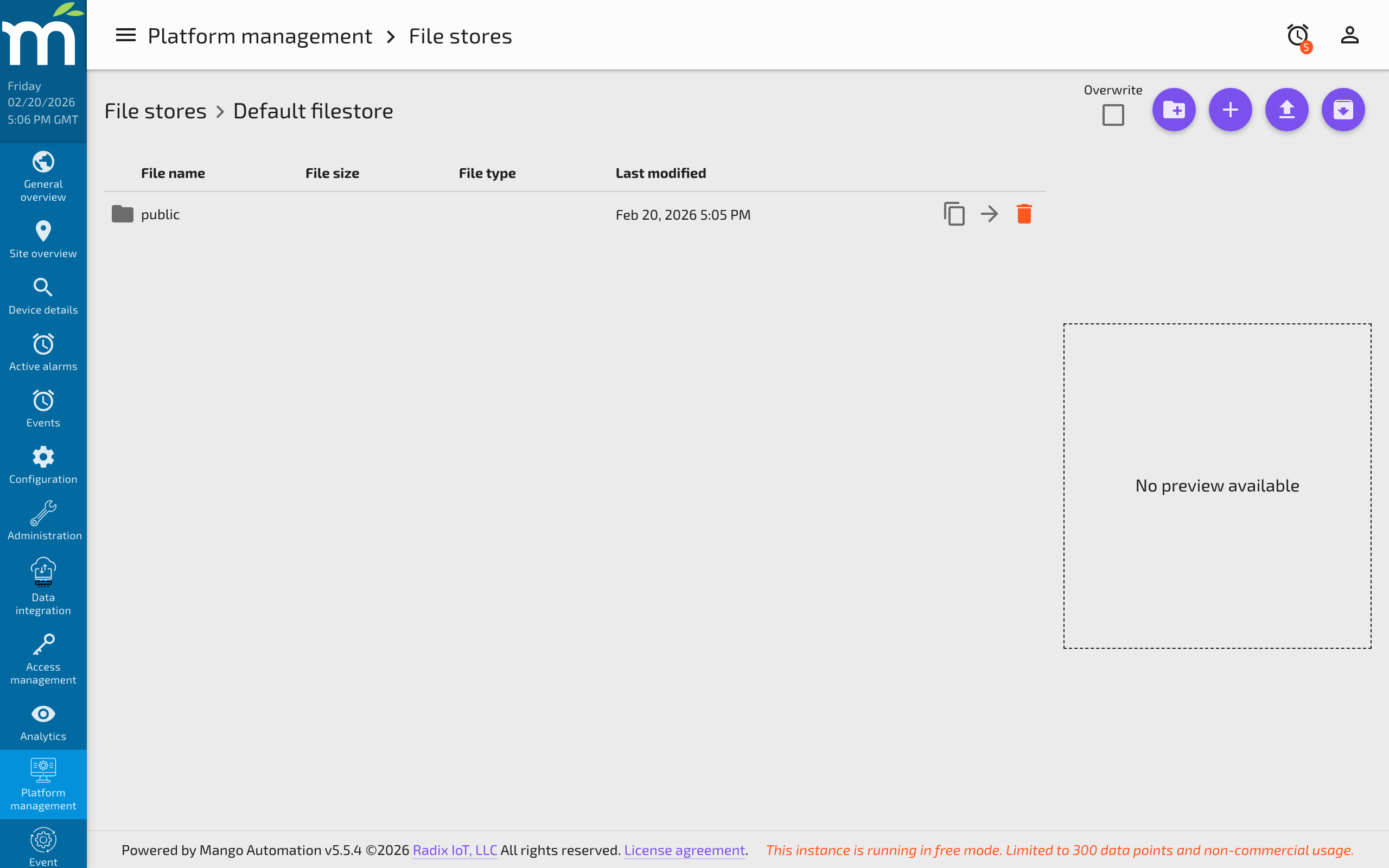 Click on file stores