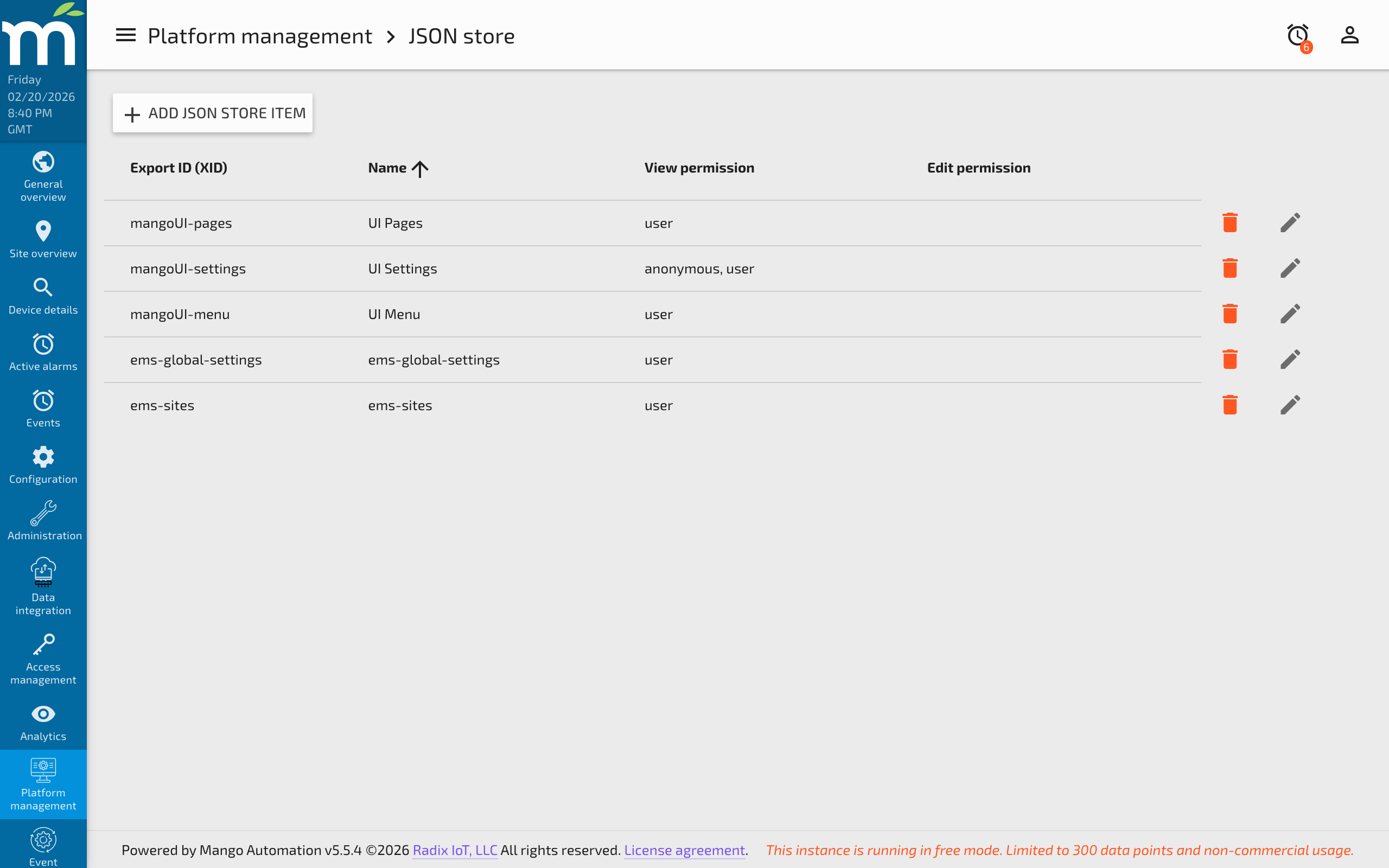 The UI Settings theme configuration showing a custom palette selected as the Primary palette