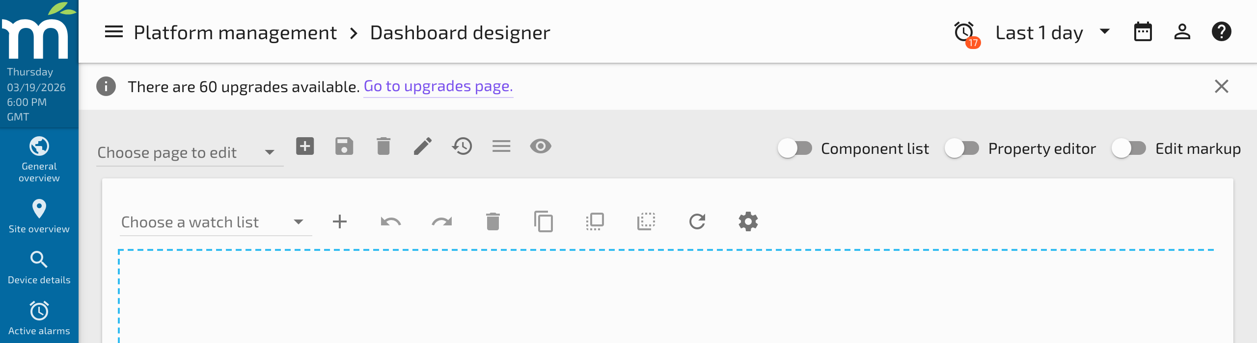 The canvas toolbar showing Undo, Redo, Delete, Duplicate, Forward, Backward, Refresh, and Watch List dropdown