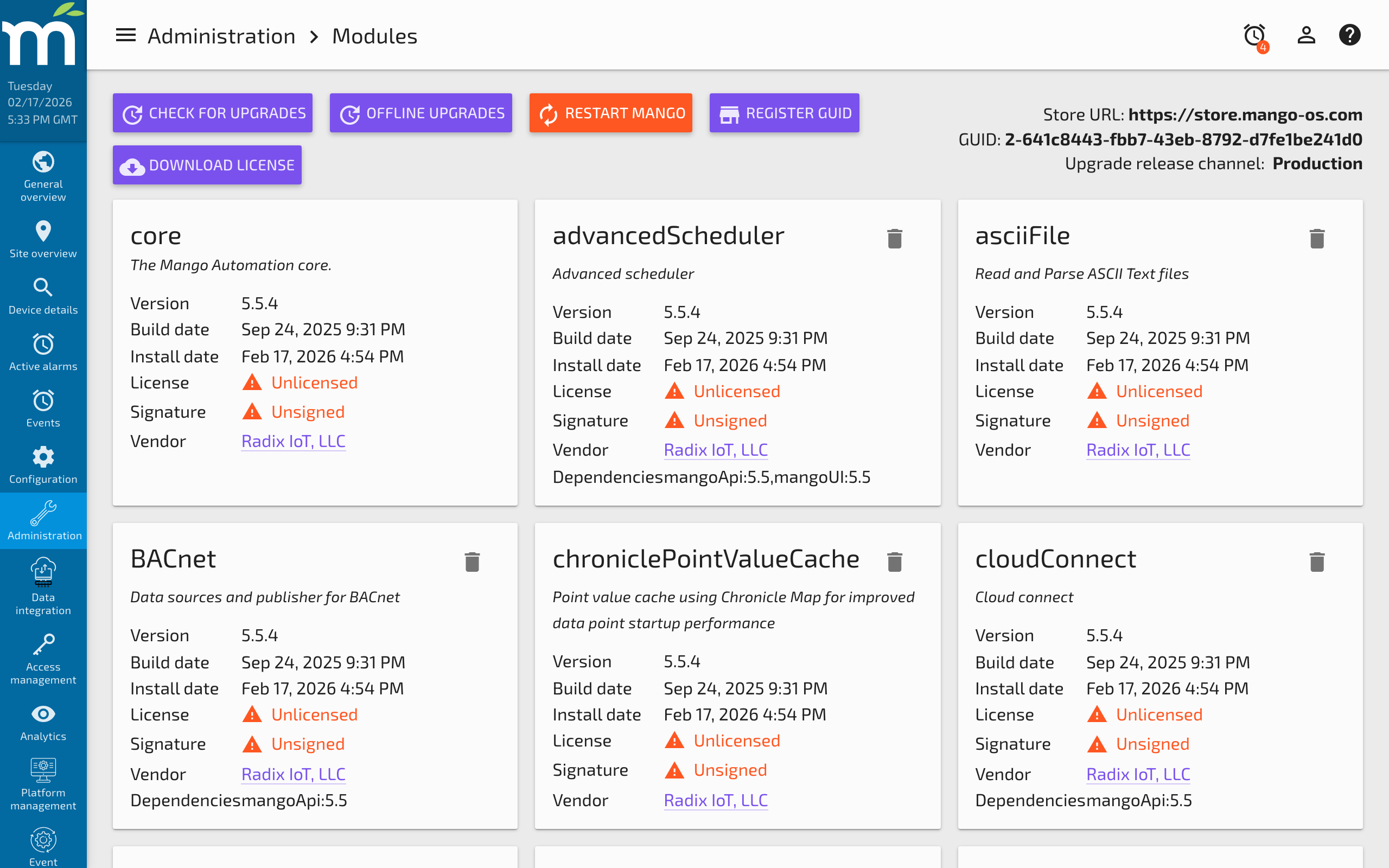 MQTT Sparkplug module on the modules dashboard