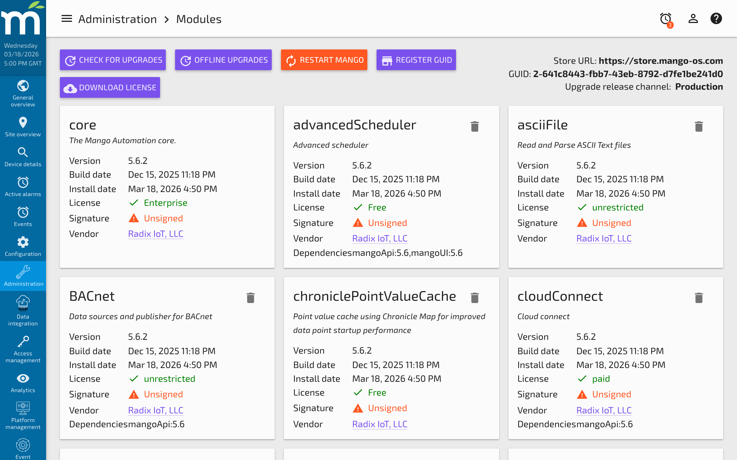 MQTT Sparkplug module on the modules dashboard