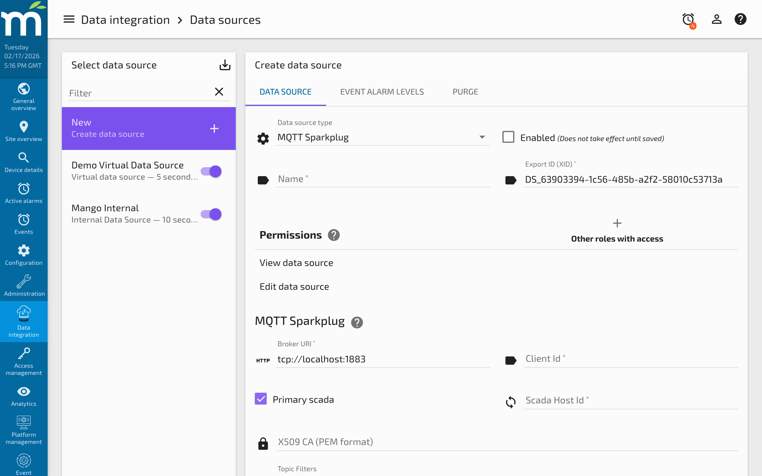 SNMP Point Import interface with scan settings